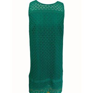 Ann Taylor Loft Womens Sleeveless Sheath Dress 8 Crocheted Back Zip Lined Green
